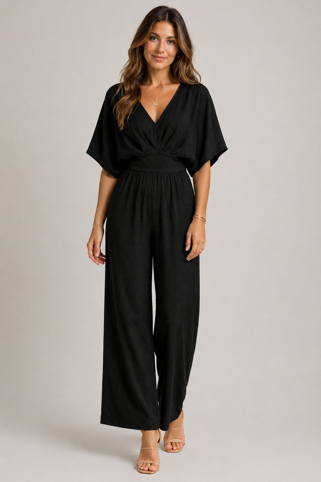 Women’s Short Sleeve V-Neck Jumpsuit
