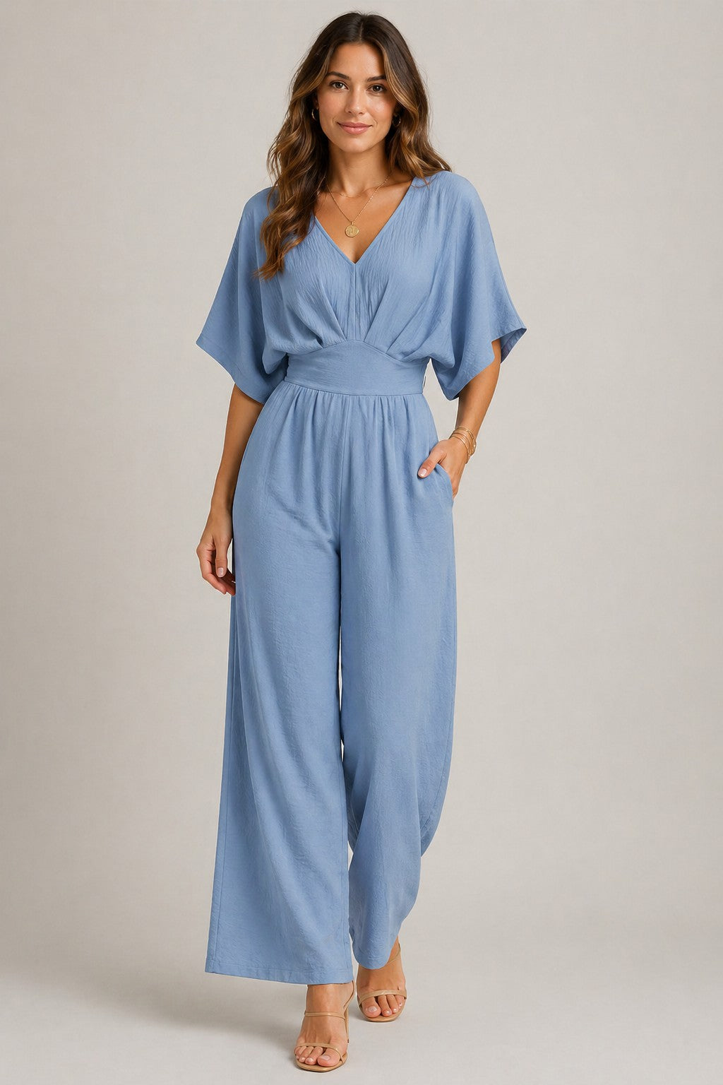 Women’s Short Sleeve V-Neck Jumpsuit