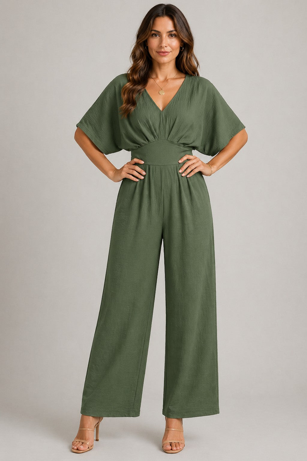 Women’s Short Sleeve V-Neck Jumpsuit