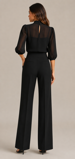 Women's Three Piece Set - Elegant Wide Leg Pants