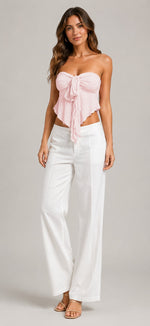 Women's Strapless Tie Front Top
