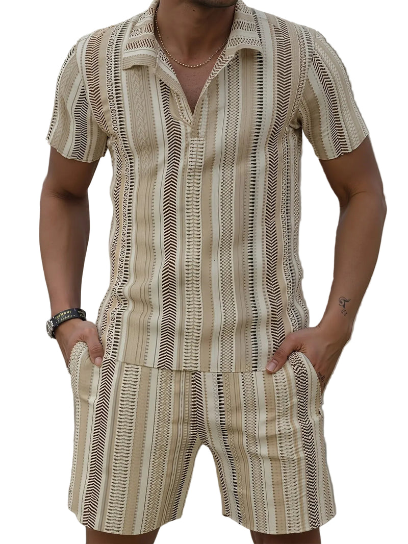 Men’s Striped Shirt and Shorts Set