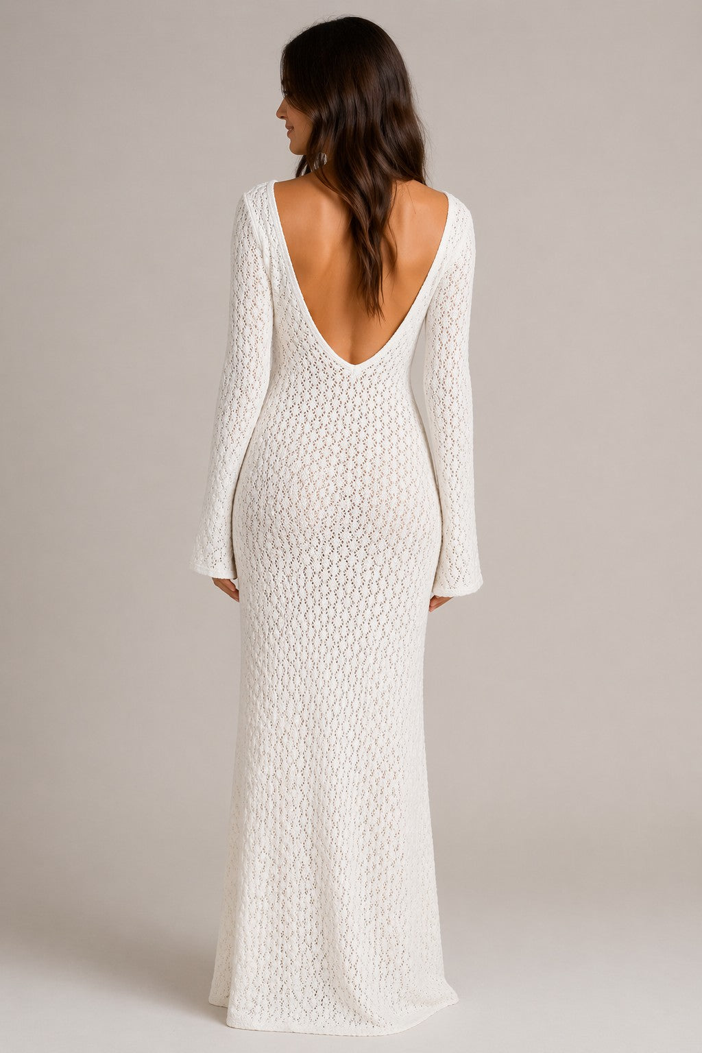 Women’s Long Sleeve V-Neck Front Cutout Maxi Dress