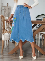Women’s Midi Skirt with Floral Embroidery