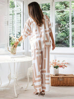 Women’s Shirt and Trousers Set with Geometric Pattern