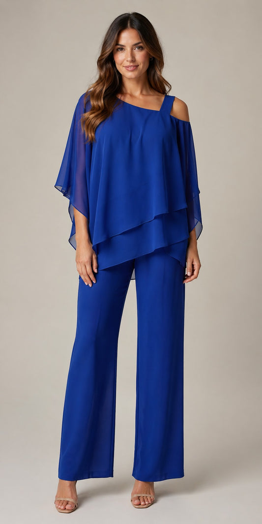 Women’s Asymmetric Layered Top Pants Set