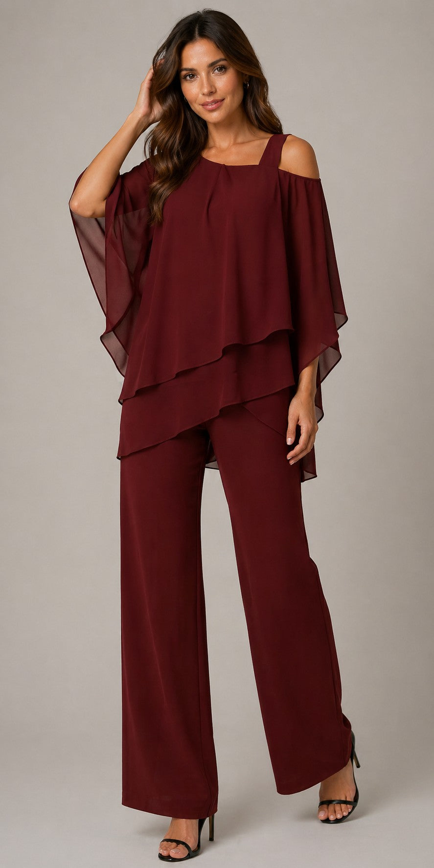 Women’s Asymmetric Layered Top Pants Set