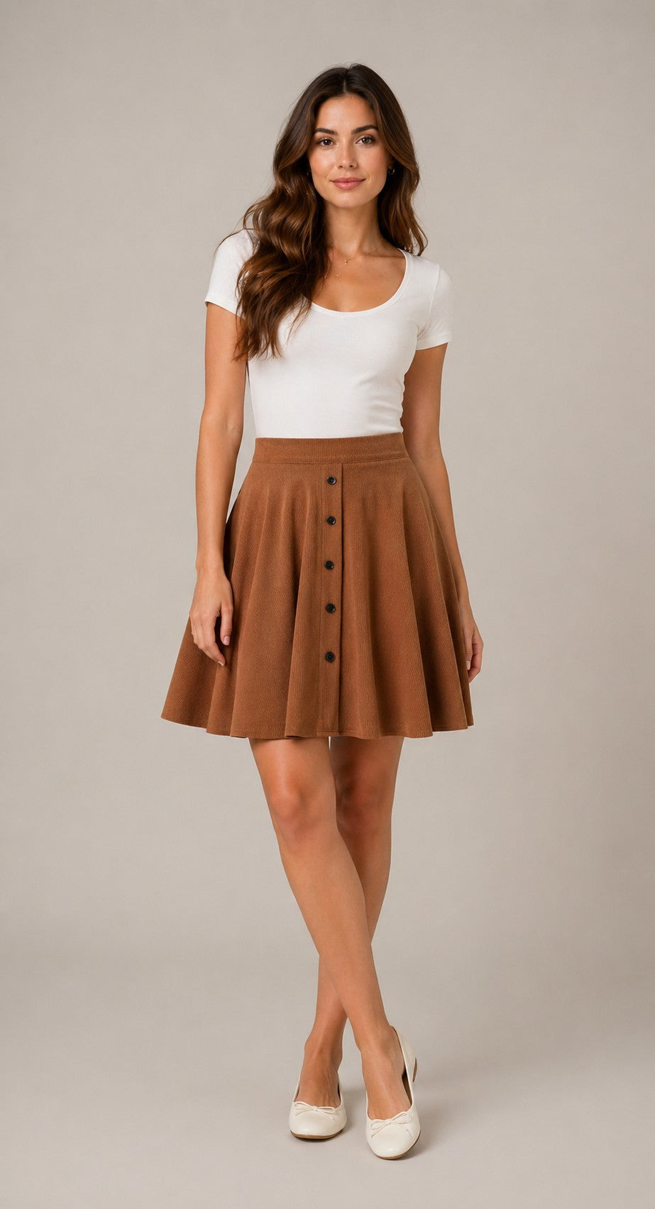 Women’s Button Front A-Line Mini Skirt