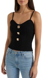 Women's Button Front Ribbed Tank Top