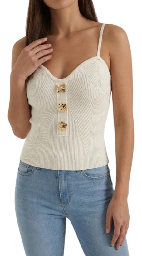 Women's Button Front Ribbed Tank Top