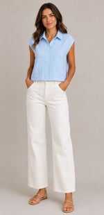 Women's Button Front Sleeveless Blouse