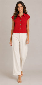 Women's Button Front Sleeveless Blouse