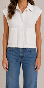 Women's Button Front Sleeveless Blouse