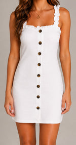 Women's Button Front Square Neck Mini Dress