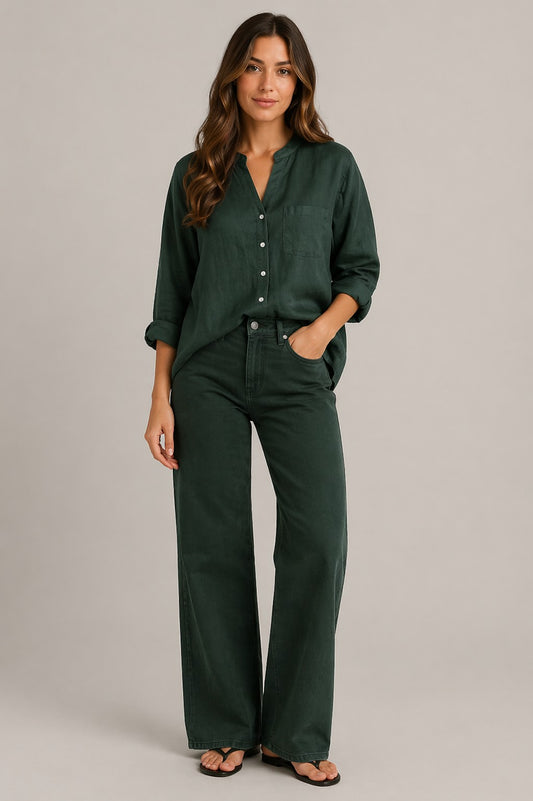 Women’s Button-Up Chest Pocket Long Sleeve Shirt