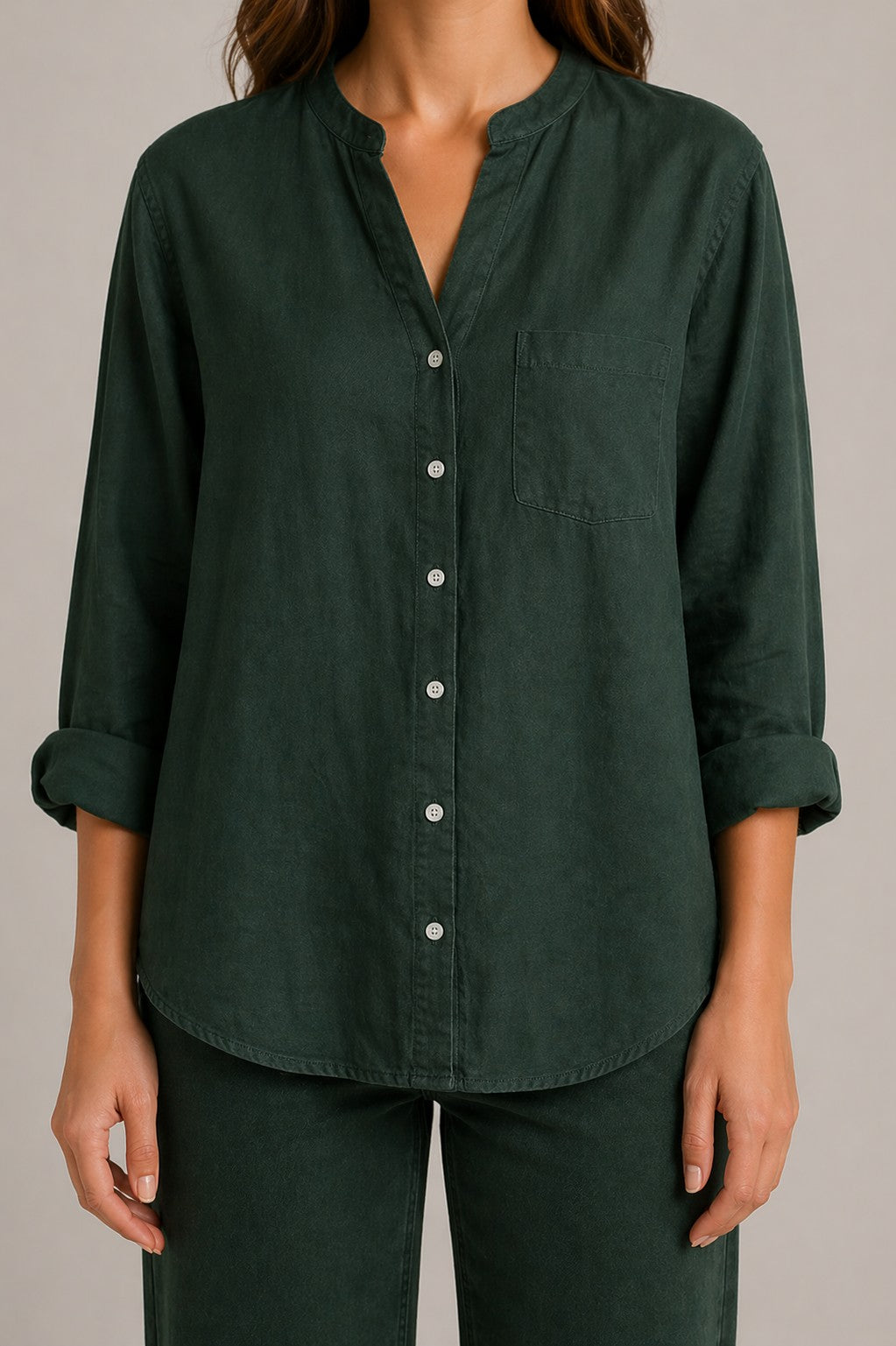 Women’s Button-Up Chest Pocket Long Sleeve Shirt