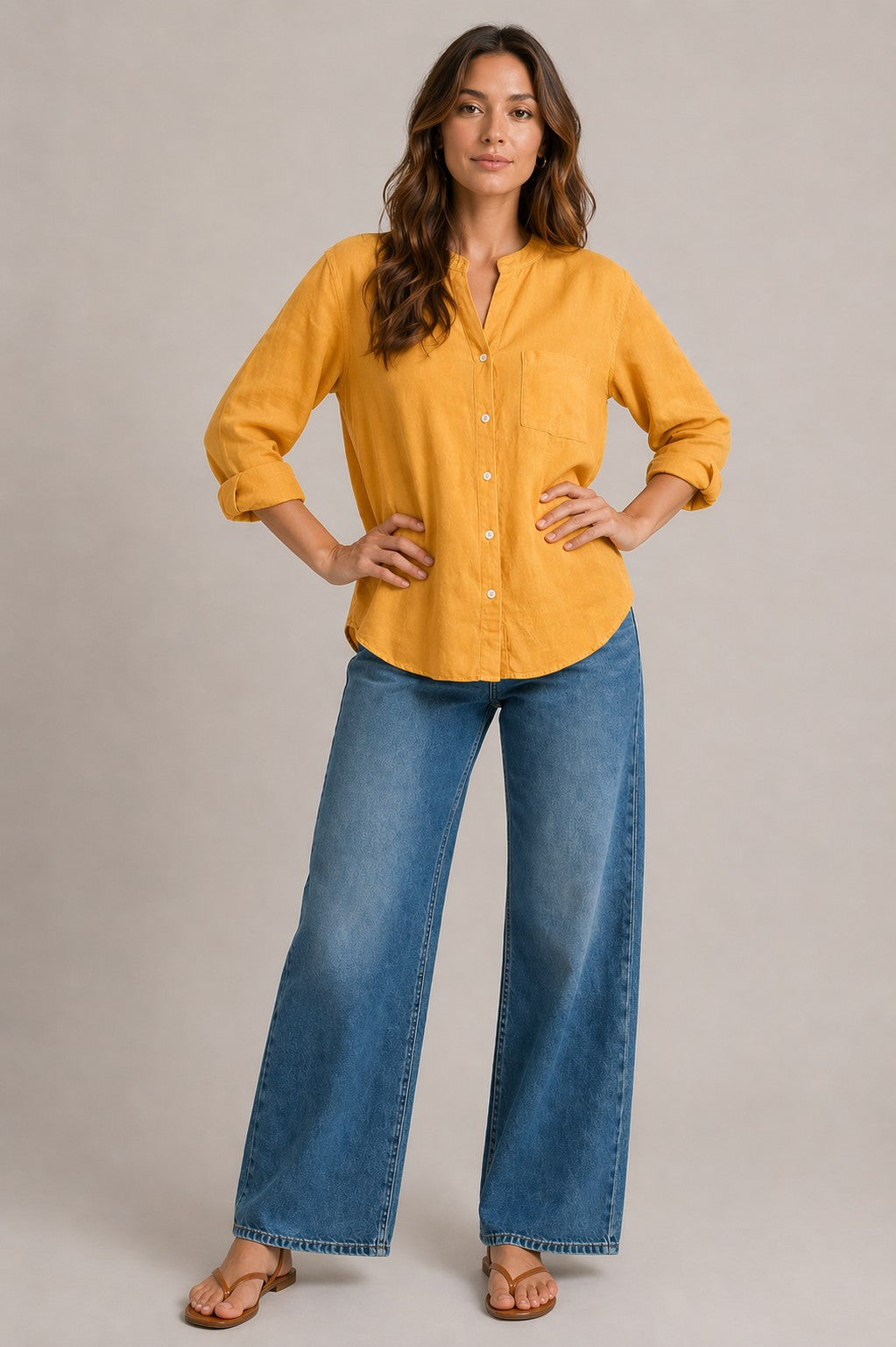 Women’s Button-Up Chest Pocket Long Sleeve Shirt