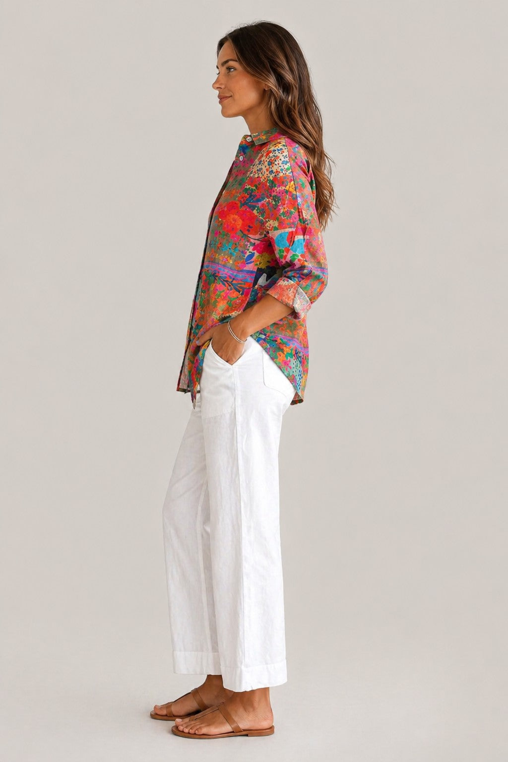 Women’s Button-Up Printed Long Sleeve Shirt