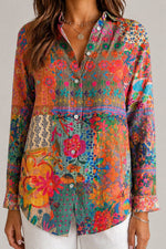 Women’s Button-Up Printed Long Sleeve Shirt