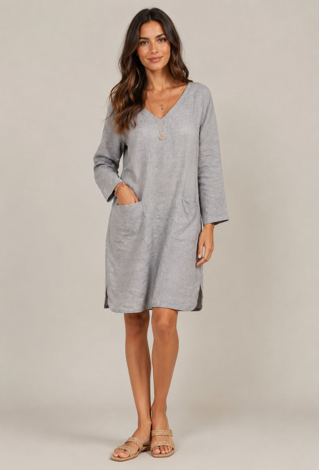 Women's Casual Long Sleeve Pocket Dress