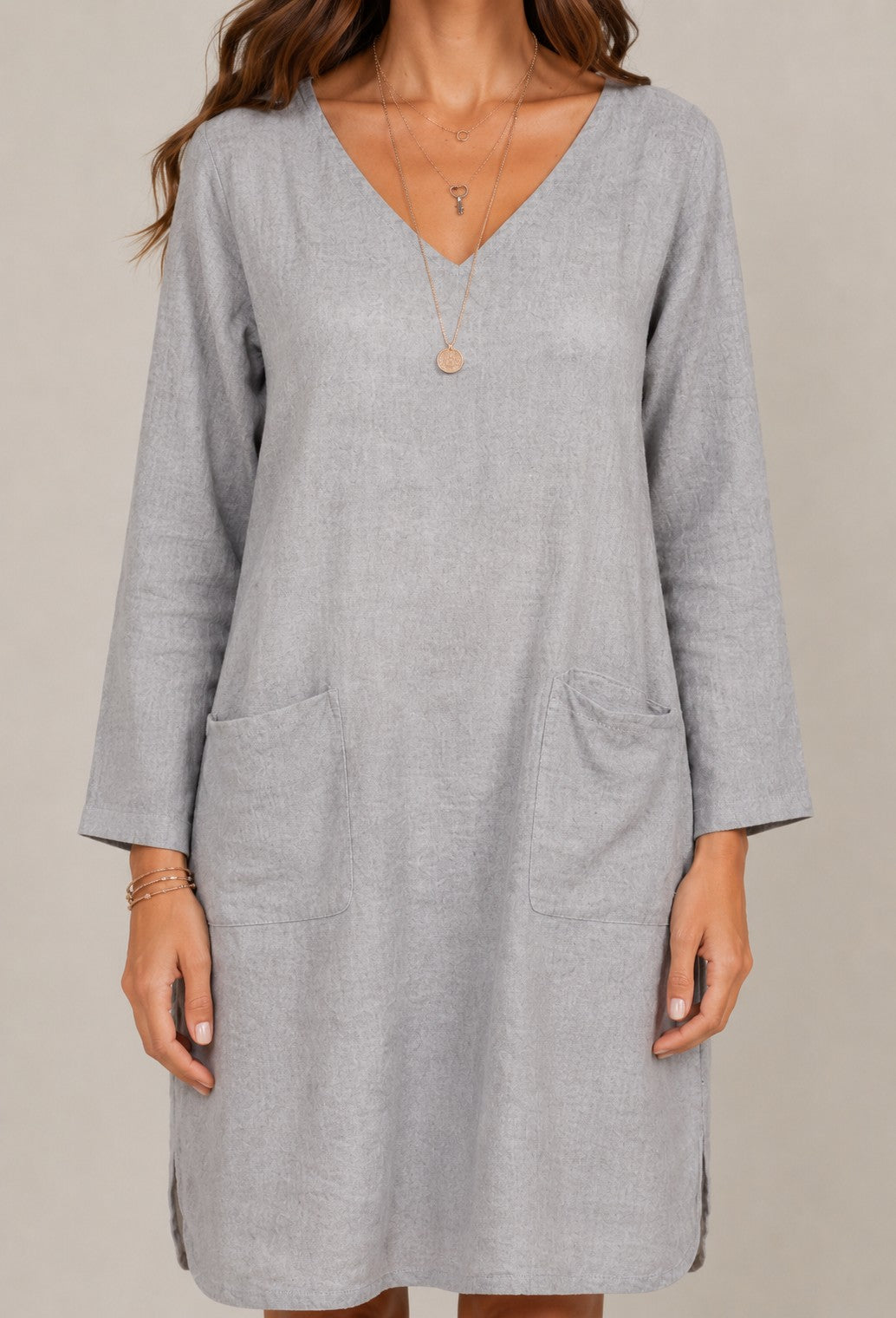 Women's Casual Long Sleeve Pocket Dress