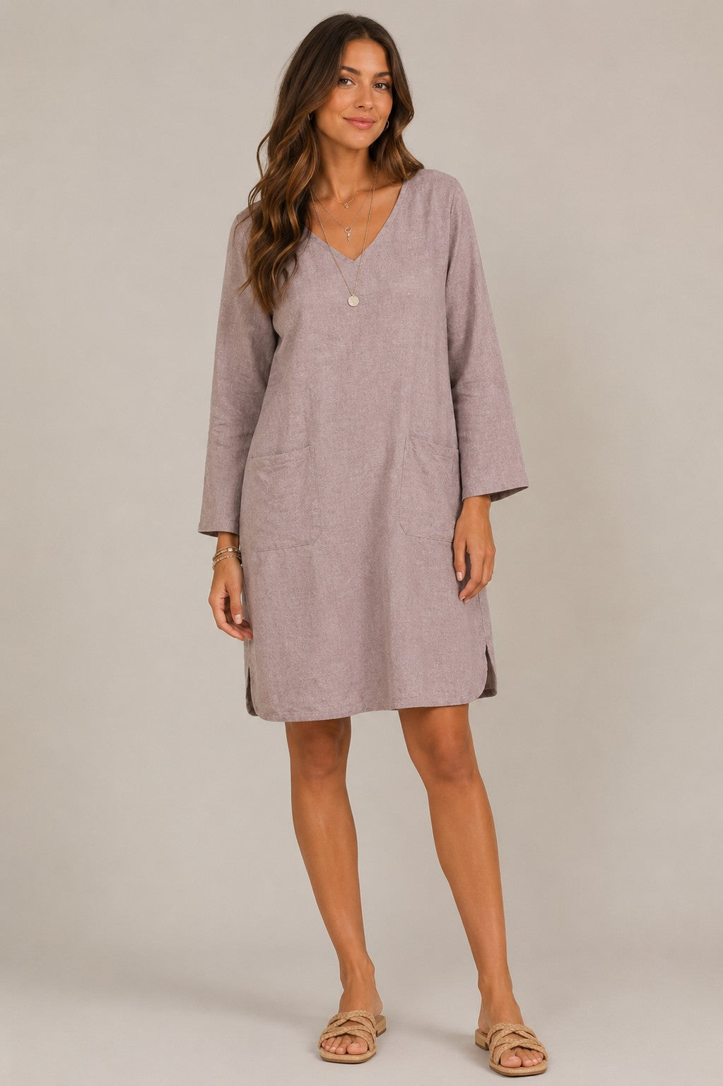 Women's Casual Long Sleeve Pocket Dress