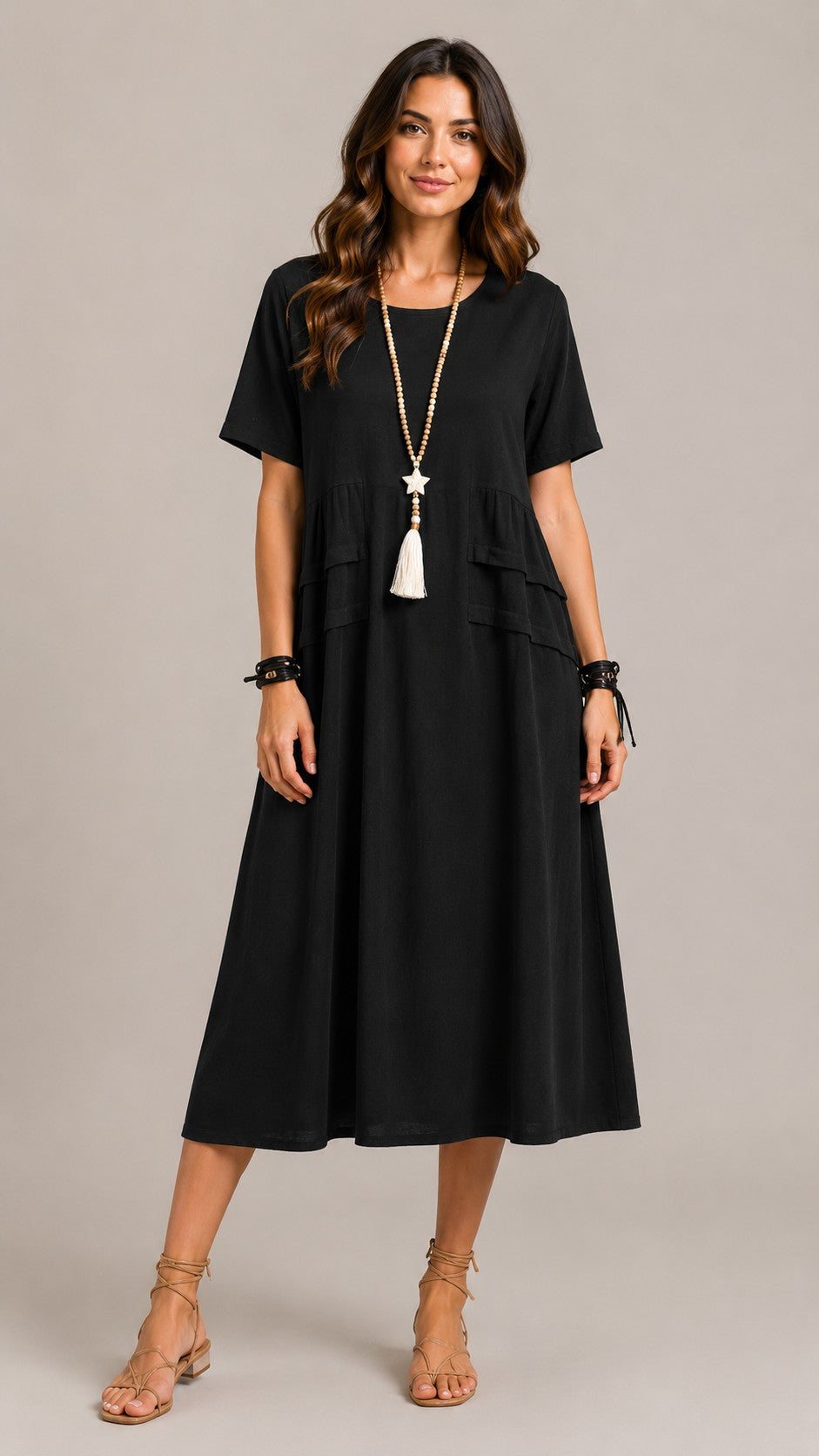 Women's Casual Loose Short Sleeve Midi Dress