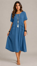 Women's Casual Loose Short Sleeve Midi Dress