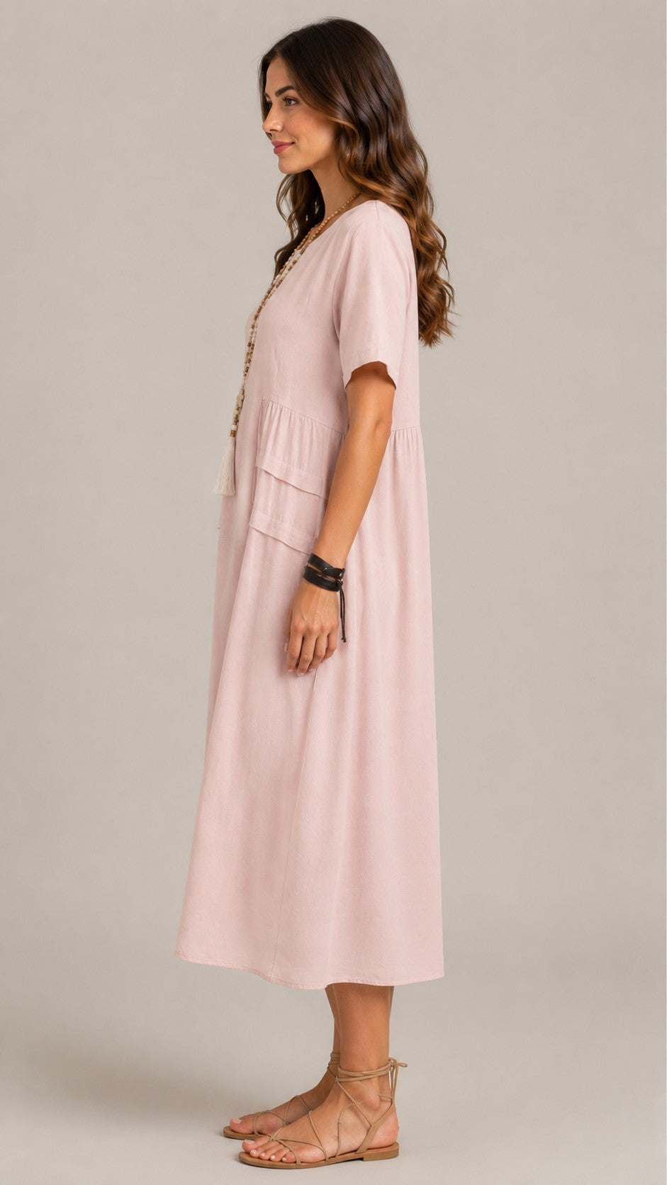 Women's Casual Loose Short Sleeve Midi Dress