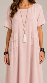 Women's Casual Loose Short Sleeve Midi Dress