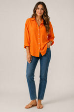 Women’s Chest Pocket Button-Up Long Sleeve Shirt