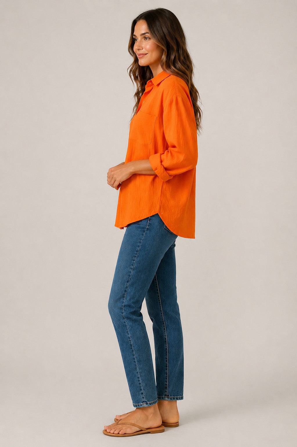 Women’s Chest Pocket Button-Up Long Sleeve Shirt