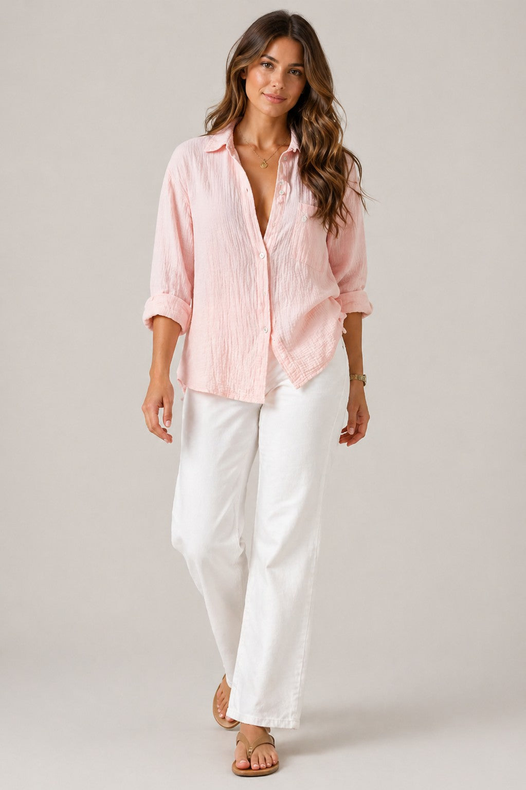 Women’s Chest Pocket Button-Up Long Sleeve Shirt
