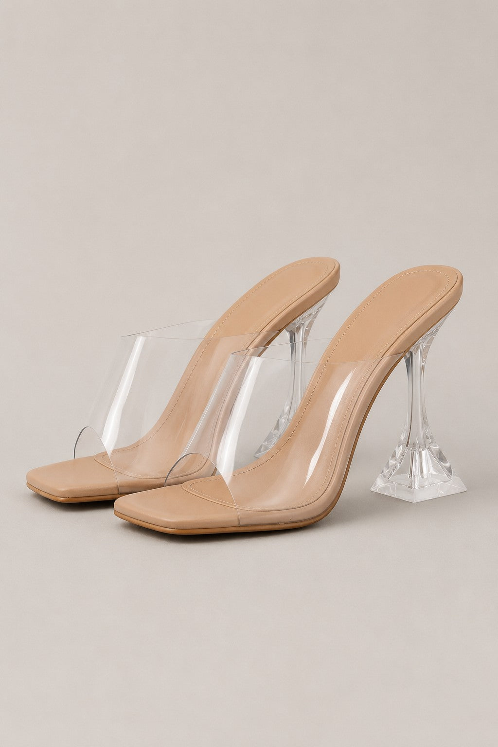 Women's Clear Strap Mule Heels