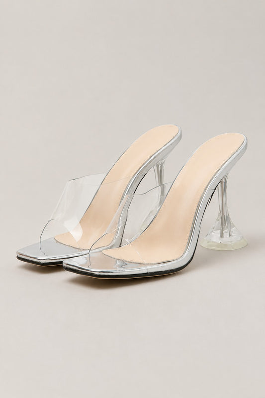 Women's Clear Strap Mule Heels