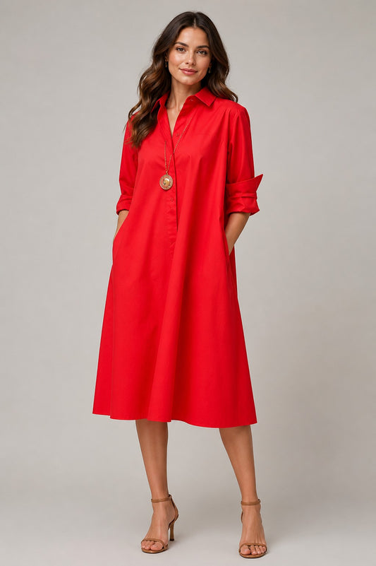 Women’s Collared Shirt Midi Dress