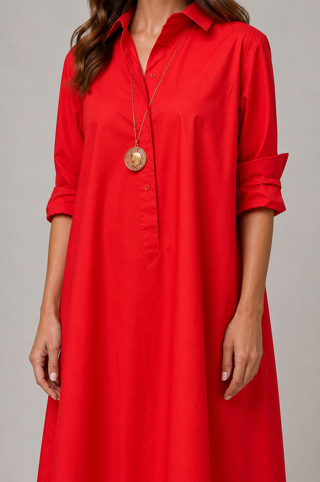 Women’s Collared Shirt Midi Dress
