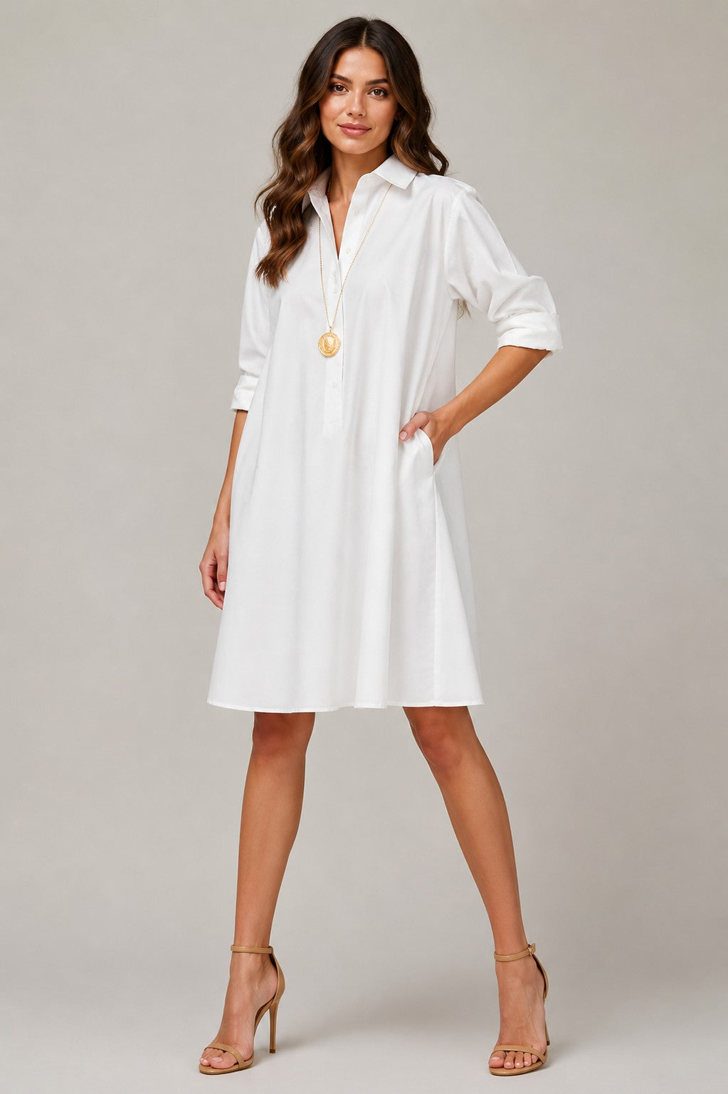 Women’s Collared Shirt Midi Dress
