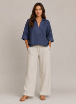 Women's Cotton Blend V-Neck Loose Blouse