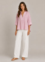 Women's Cotton Blend V-Neck Loose Blouse