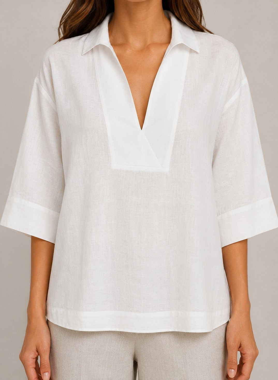 Women's Cotton Blend V-Neck Loose Blouse