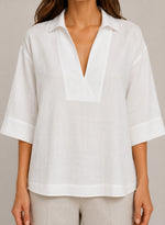 Women's Cotton Blend V-Neck Loose Blouse
