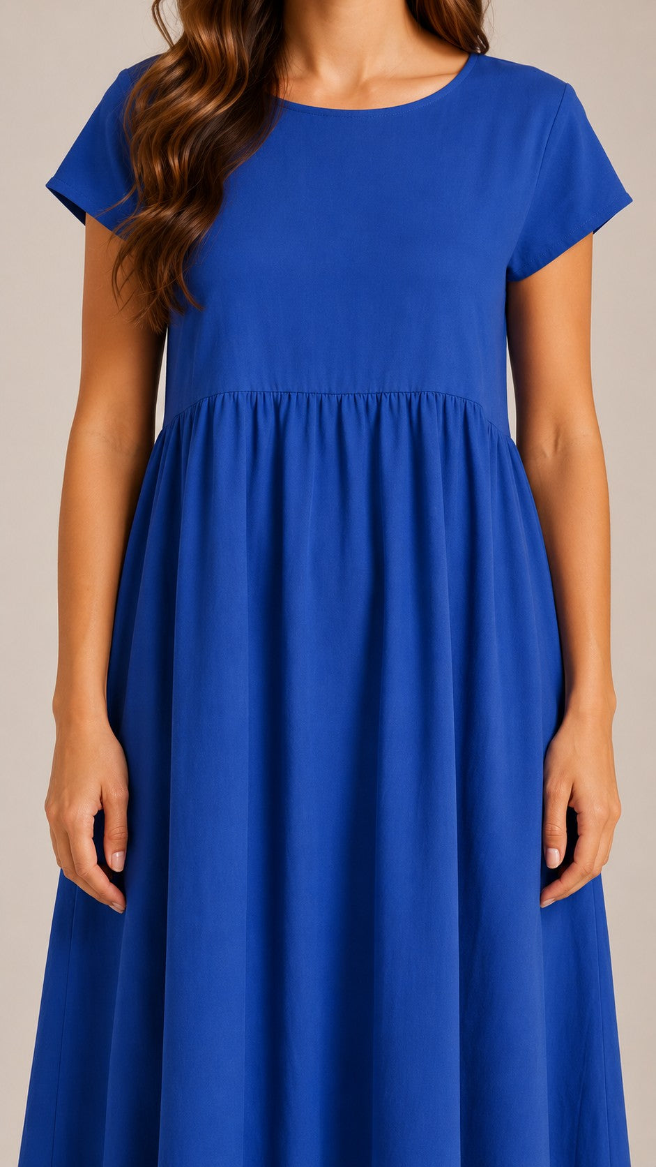 Women's Cotton Linen Short Sleeve Midi Dress
