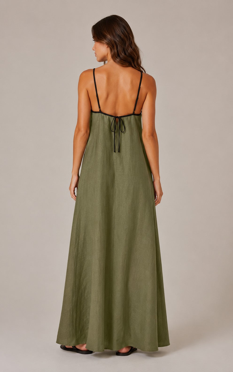 Women's Cotton Linen Sleeveless Square Neck Maxi Dress