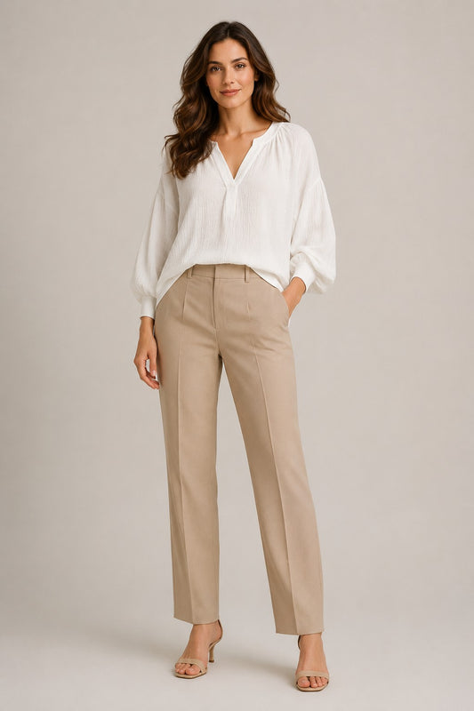 Women's Cotton Long Sleeve V-Neck Blouse