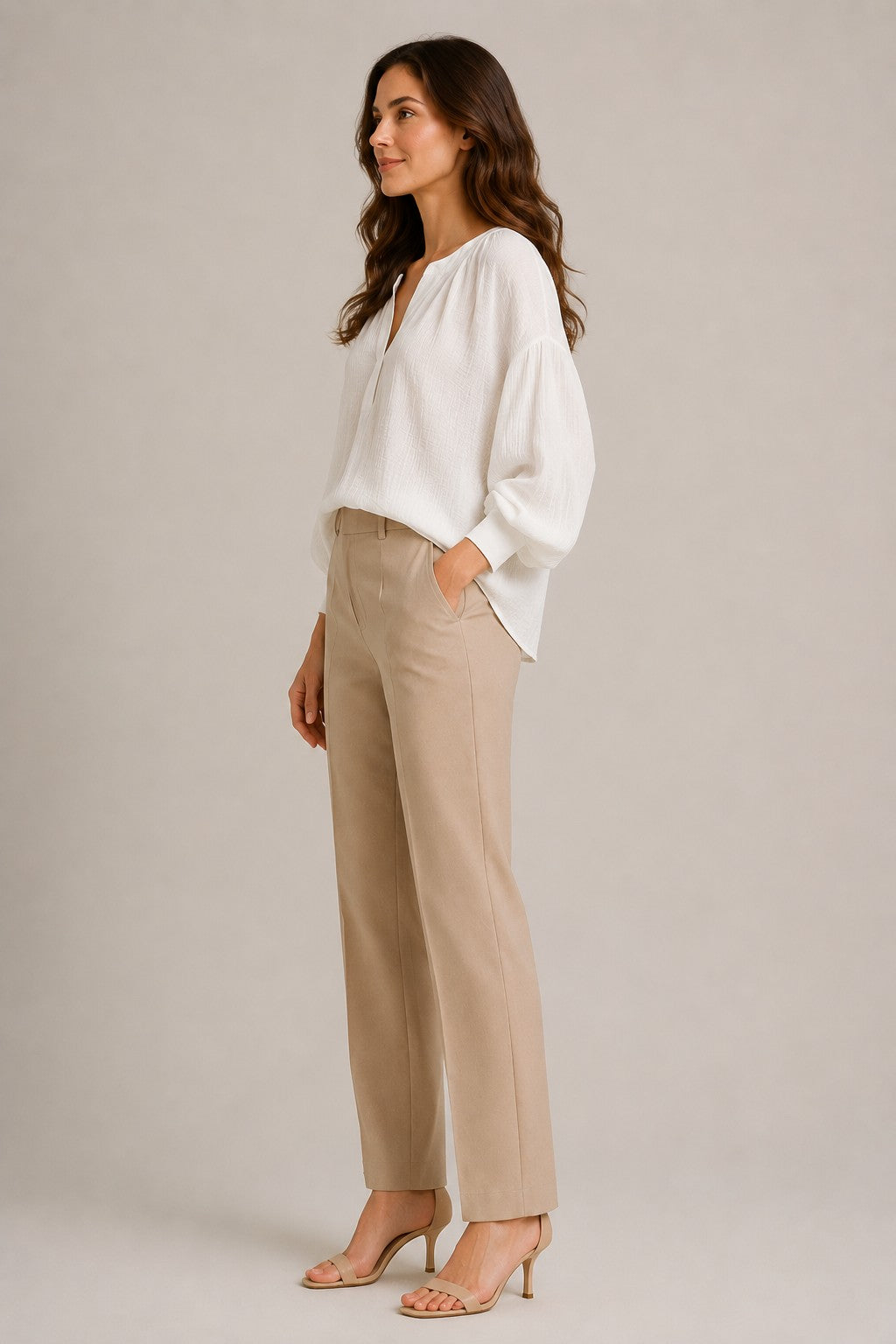 Women's Cotton Long Sleeve V-Neck Blouse