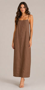 Women's Cotton Square Neck Sleeveless Maxi Dress
