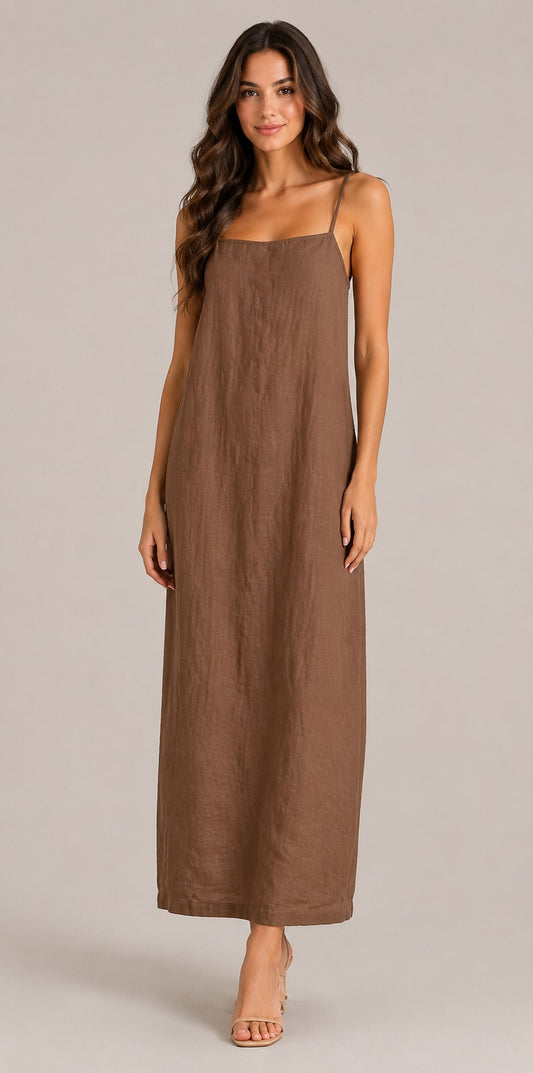 Women's Cotton Square Neck Sleeveless Maxi Dress