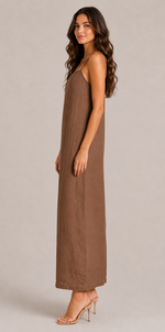 Women's Cotton Square Neck Sleeveless Maxi Dress