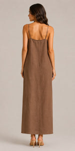 Women's Cotton Square Neck Sleeveless Maxi Dress